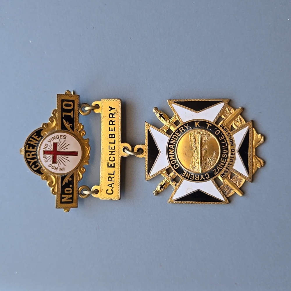 Cyrene Knights Templar Zanesville No 10 Medal Pin Badge Medallion